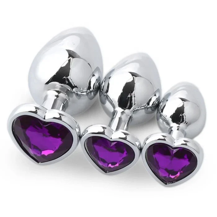 Premium Adult Metal Butt Plug with Heart Shape Silicone Glass Stainless Steel for Anal Sex Toys and Jewelry