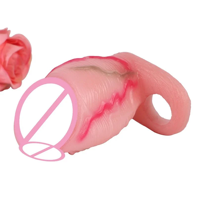 Pinkish White Penis Sleeve Extender Reusable Condoms for Penis Sleeve Enlargement Funny Delay Condom