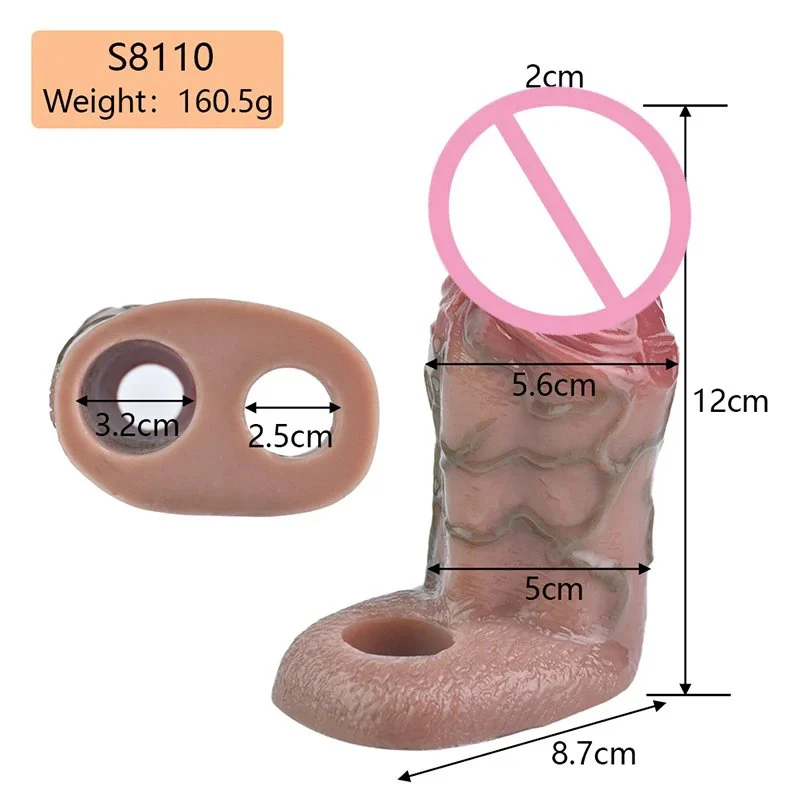 Silicone Dildo Sheath Realistic Penis Sleeve Soft Silicone Sex Toys Stretchable Cock Enlargement Male Masturbator