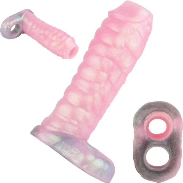 Silicone Dragon Penis Sleeve Male Penis Enlargement Sleeve,Penis Enlarger Sleeve with Cock Ring,Realistic Penis Sheath Toy