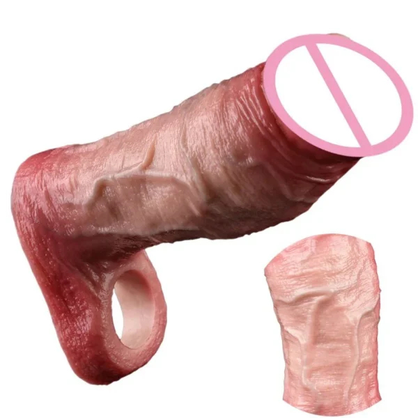 Silicone Open-ended Ultra Realistic Sheath for Men Cock Enlarge Soft Penis Sleeve Sex Toys With Anti-drop for Men Sex Toys