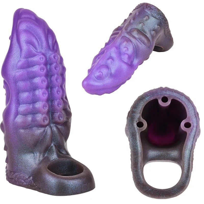 Silicone Monster Realistic Penis Extender Penis Enlargement Sleeve Persistent Erection Delayed Ejaculation Condom Cock Sleeves