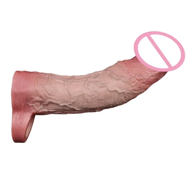 New Simulation Skin Silicone Dildo Sleeve for Men Vibrating Penis Extender Experience Realistic Feeling Easy to Wear