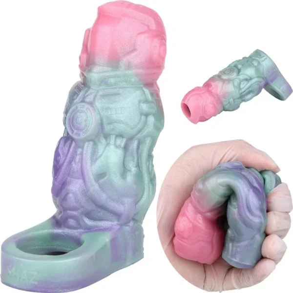 Penis Sleeve Girth Enhancer for Men, Reusable Silicone Monster Penis Sleeve, Penis Sleeve Enlarger with Cock Ring