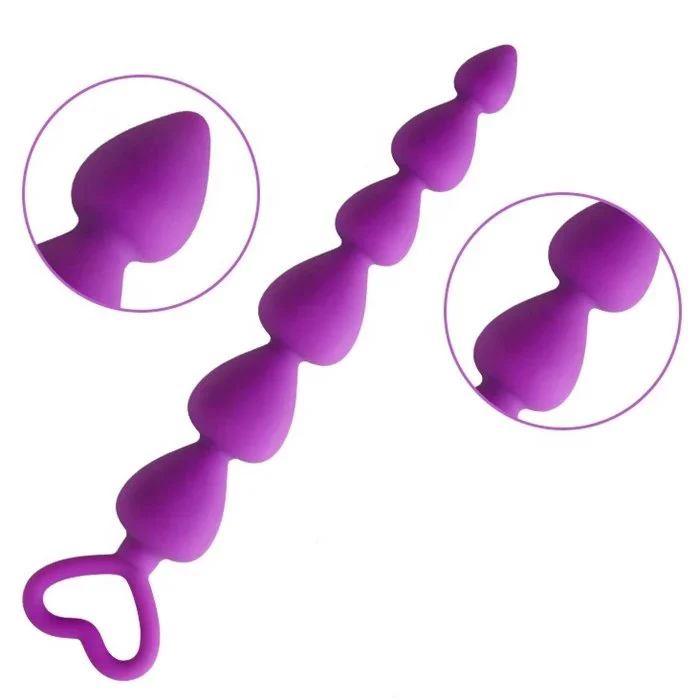 Silicone 6 Bead Anal Plug Metal Anal Sex Toys for Couples