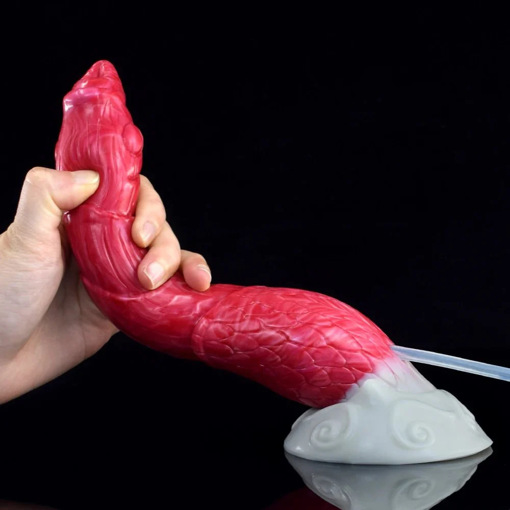23cm Large Silicone Anal Plug Flame Color Squirting Dildo Simulate Flakes Ejaculating Realistic Sucker Dildo Sex Toys
