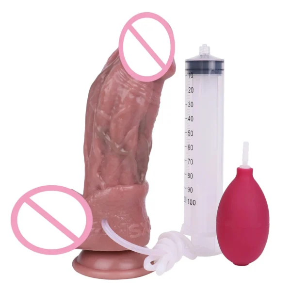 16cm Flirting Sex Toys with Bulb and Injector Accessories Suction Cup Squirting Dildos