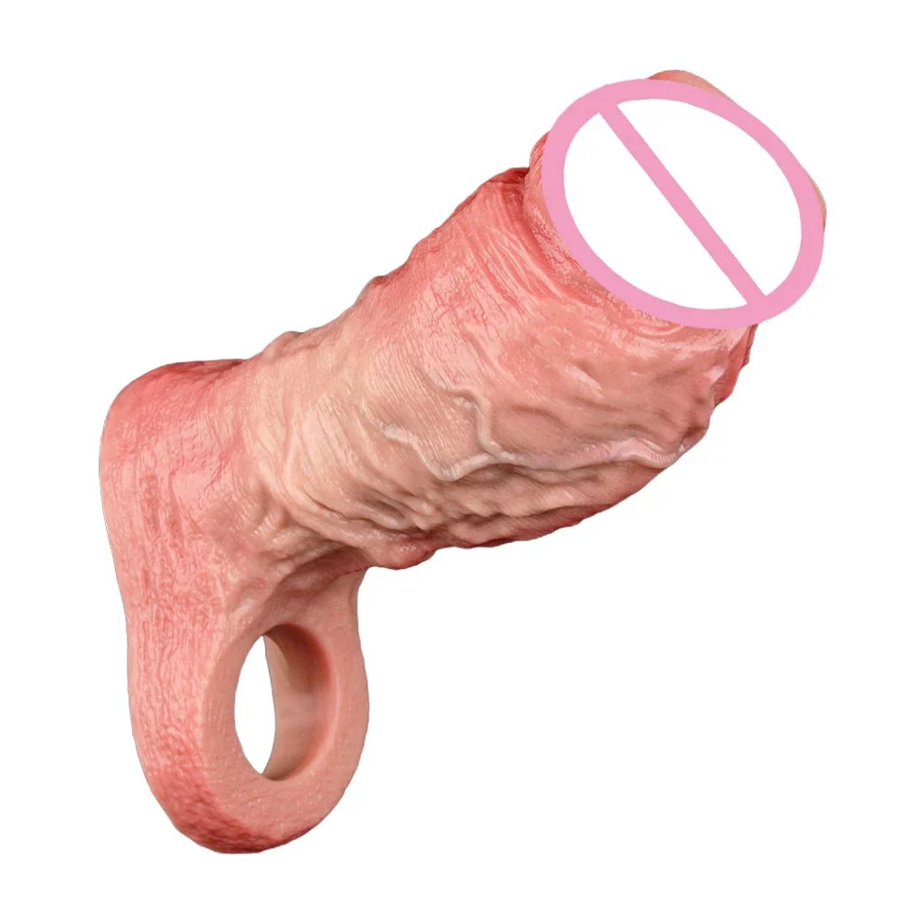 Realistic 4Sizes Adult Sex Toys Skin Color Experience Silicone Penis Sleeve for Men Adult Sex Toys