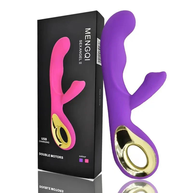 Gelance Female Double-headed AV Stick Dildo Masturbation Device with Latex Cover and 10 Frequencies G-spot Vibrator