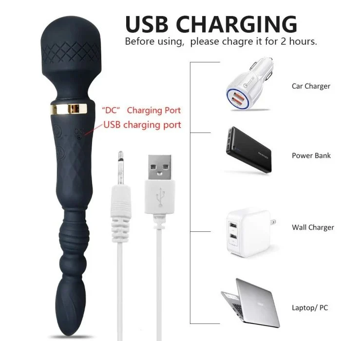 Powerful 20 Frequency Female Wand Massager with USB Powered Mini G-Spot Vibrators Anal Beads Stimulator Sex Products