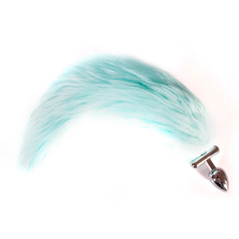 Colorful 3D Metal Anal Plug Long Fox Tail Butt Sex Toy for Men