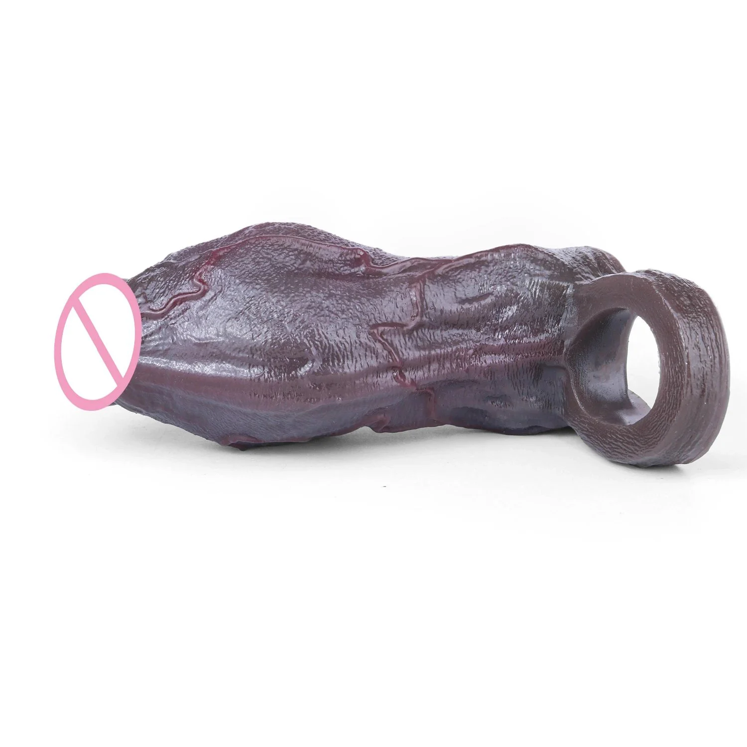 Realistic Silicone Penis Sleeve Hollow Extension Sheath with Cock Ring Soft Male Adult Delay Ejaculation Toy for Men