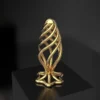 Electroplating Golden Hollow Out Spiral Metal Anal Plug Stimulus for Game Sex Toy