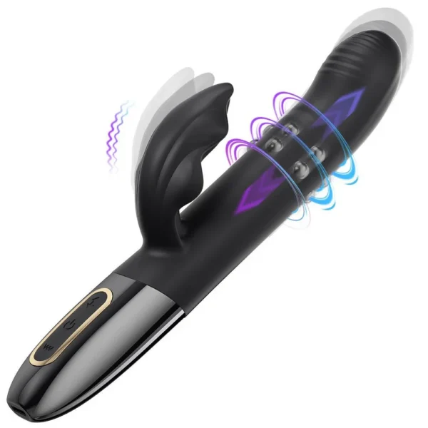 Powerful USB Handheld 10 Modes Sex Thrusting Rotating Vibrator Sex Toy for Women 3 in 1