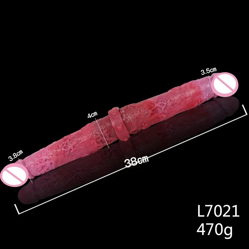 38cm Extra Long Double Headed Simulation Dildo for Gay Lesbian Sex Toys Realistic Silicone Rubber Rod Penis Adult Sex