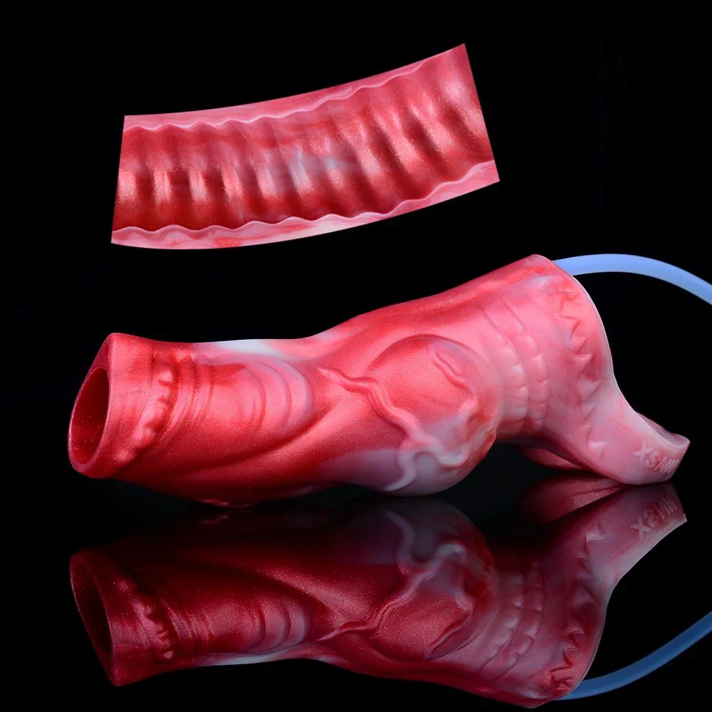 Squirting Dick Sleeve for Men Dildo Extender Reusable Intimate Goods Penis Enlargement Anti-off Jet Channel Silicone Adult Toys