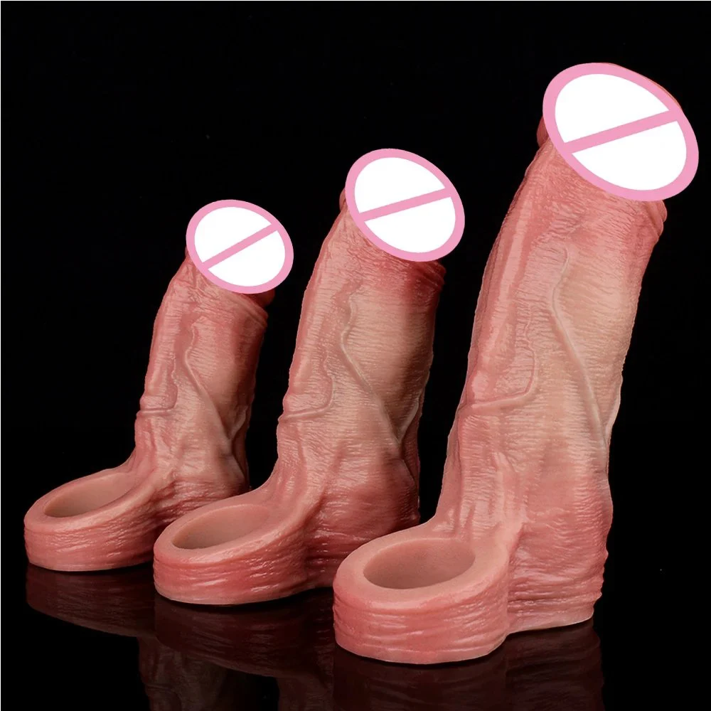 Real Touch Sex Toy Penis Three Sizes Simulation Skin Liquid Silicone Material Waterproof Dildo Condom for Men