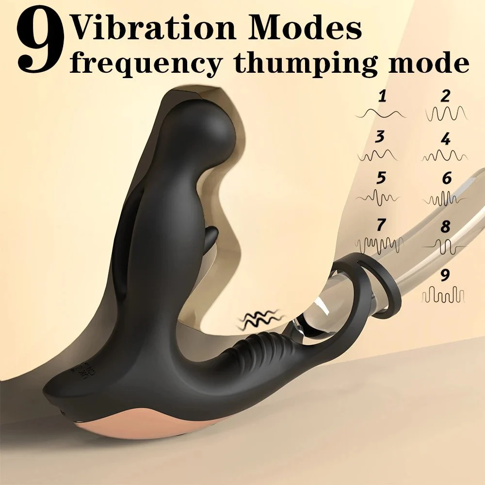 Prostate Massager Anal Male Licking Vibrating Waterproof Anal Plug with Ring for Men