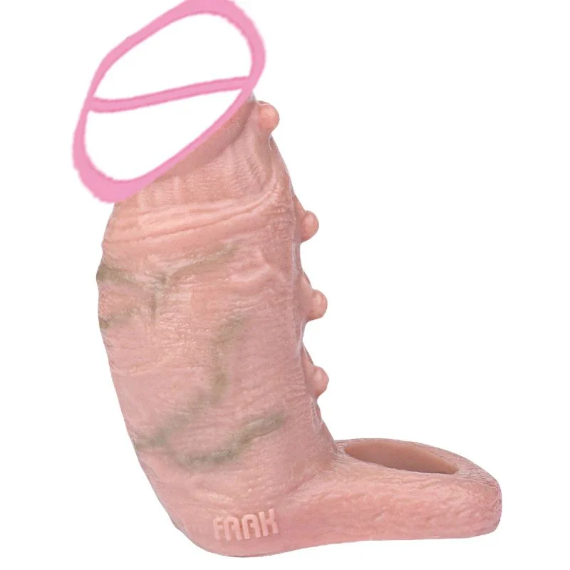 Realistic Dildo Sheath With Anti-drop Ring Silicone Penis Sleeve Delay Ejaculation Sex Toys for Men Cock Enlargement