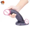 20.5cm Huge Realistic Dildos Soft Silicone Fantasy Sex Products Round Head Penis With Belt