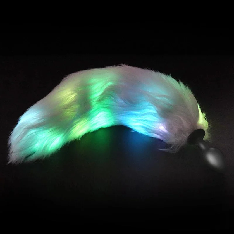 Colorful 3D Metal Anal Plug Long Fox Tail Butt Sex Toy for Men