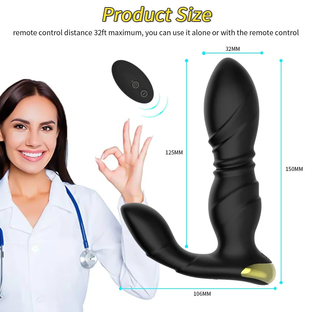 Remote Control Retractable Anal Plug Prostate Massager Backyard Vibration Masturbation Device Adult Sex Toys