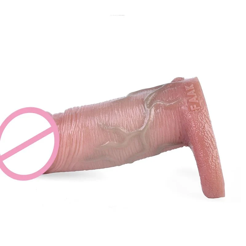 Realistic Penis Sleeve Cock Sleeve with Cock Ring,Penis Extender, Soft Silicone Penis Enlarger for Enlarge Prolong Pleasure