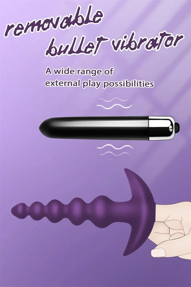 Electric Long Anal Beads Silicone G Spot Massager Anal Beads Butt Plug Vibrator Erotic Prostate Vibrator