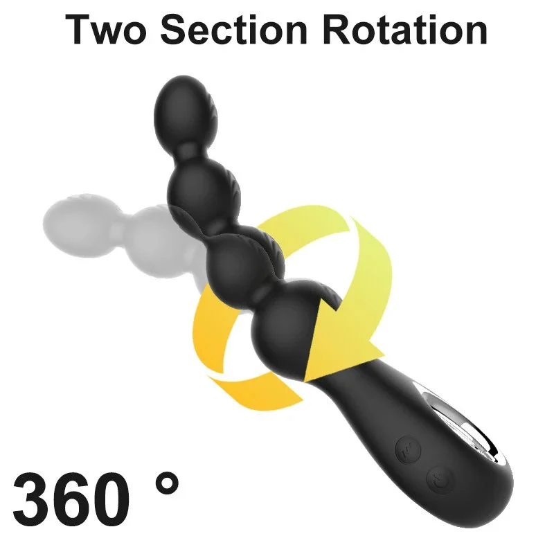 Electric Remote Control Two Section Rotation Vibrating Anal Plug Ring Pulling Beads