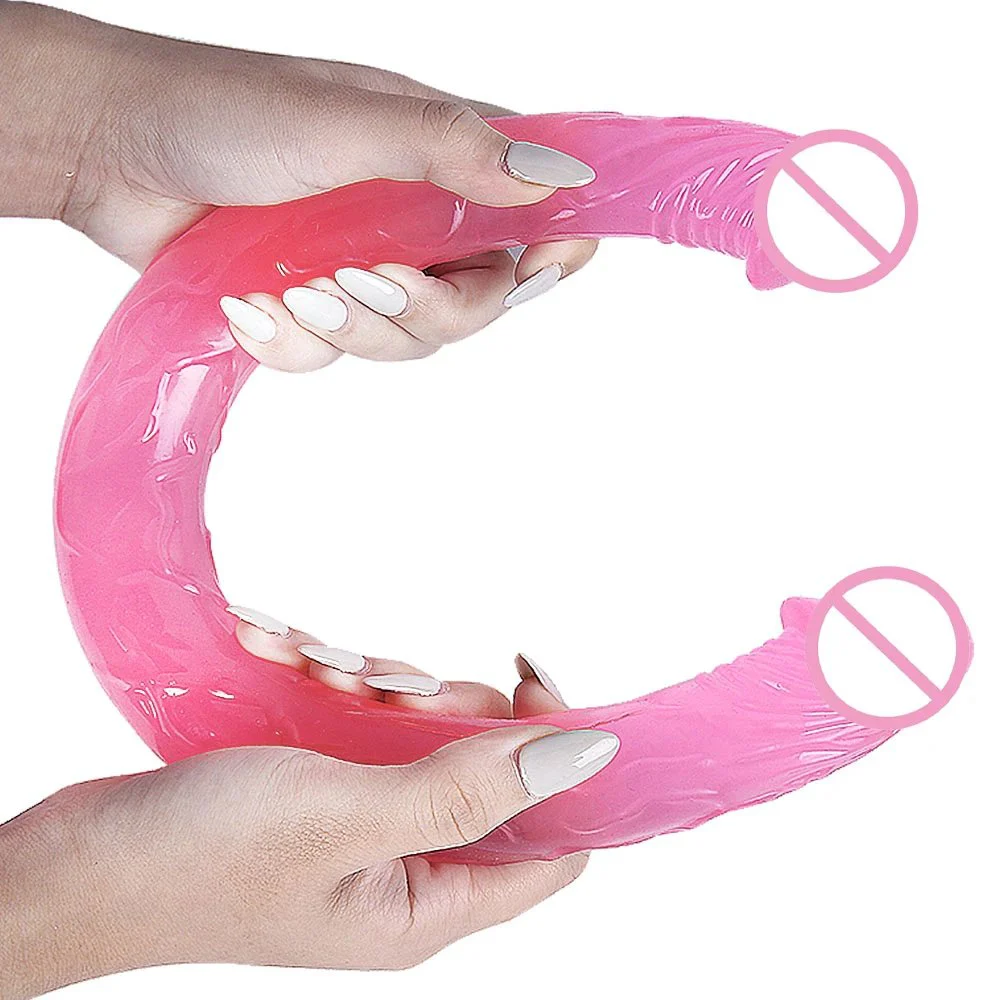 17.3 Inch Soft Silicone Realistic Dildo Strapless Double-Ended Huge Dildo for Women for Lesbian Sex Toys