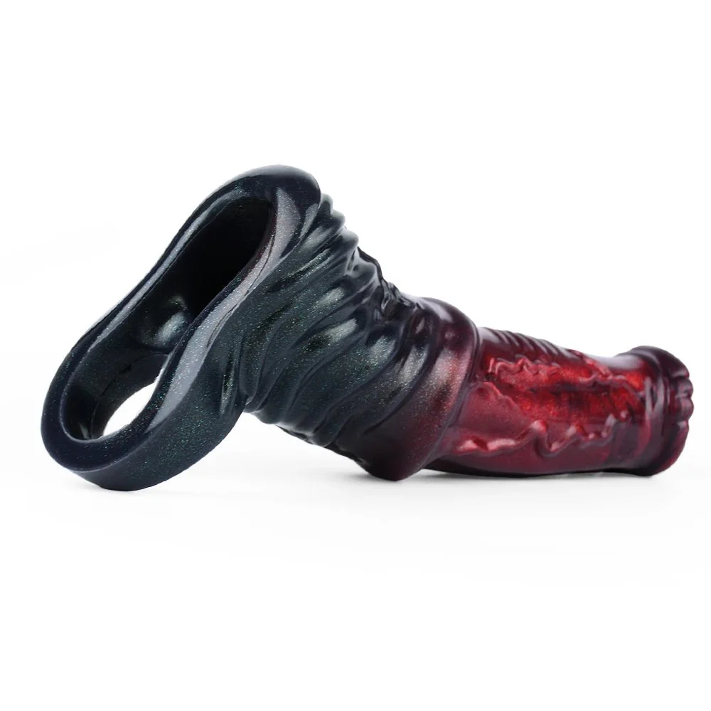 Soft Silicone Penis Sleeve Penis Enlargement Black Samurai Fantasy Horse Dildo Male Penis Extender Couple Sex Toy