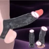 Reusable Male Penis Enlarge Sleeve with Cock Ring,Open-Ended Ultra-Soft Silicone Boost Girth Cock Sheath Penis Enhance Cuff