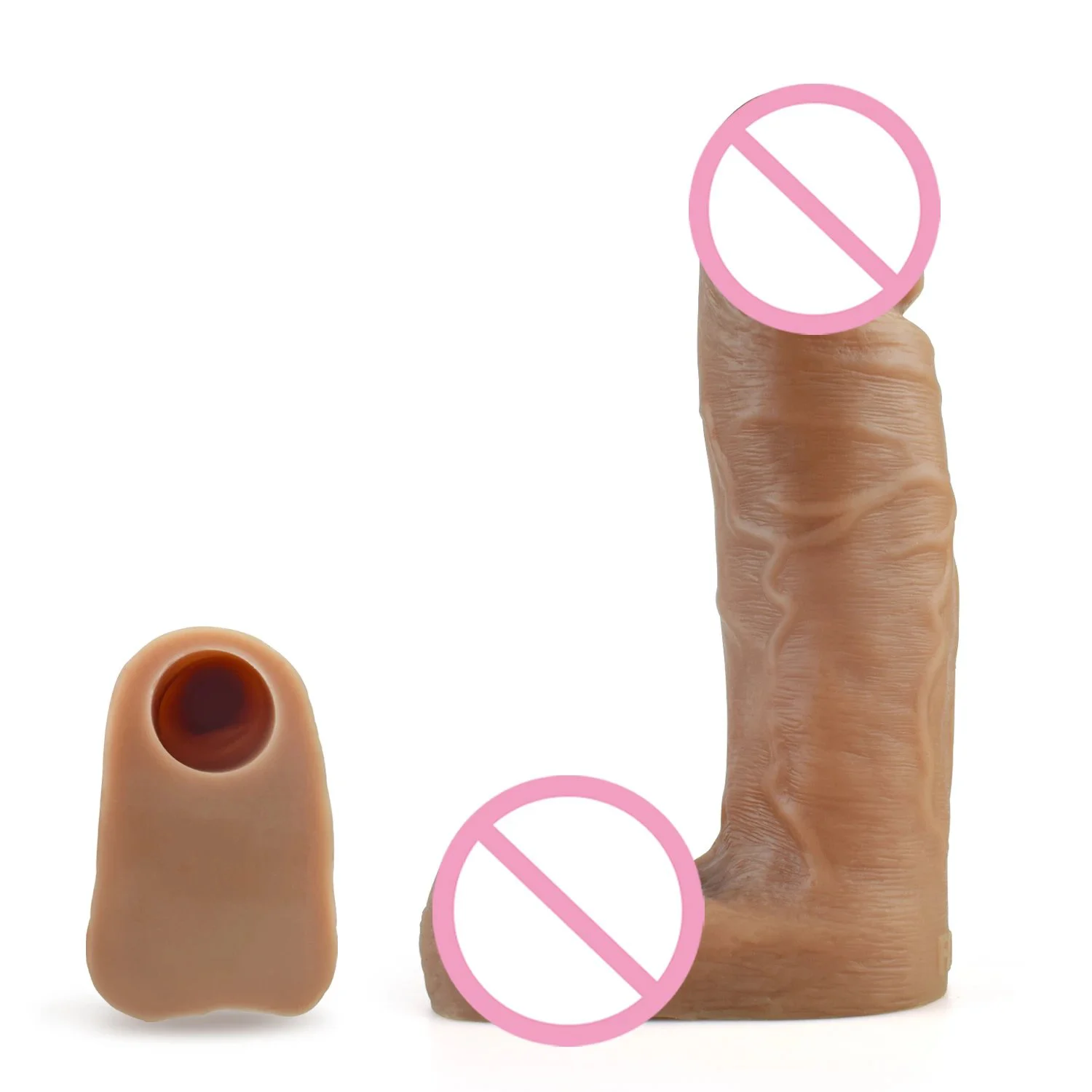 Strap on Penis Sleeve Enlargement Adults Male Sex Toys for Men Ejaculation Extender Reusable Condom