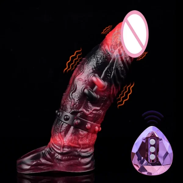 Reusable Soft Fantasy Penis Sleeve with Vibrator New Pressure Feeling Fantasy Dildo Sleeve for Men Sex