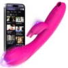 Dual Motor Heating Adult Vibrator Rechargeable APP Control Rabbit with Tongue Licking Feature for G-Spot & Clitoral Pleasure