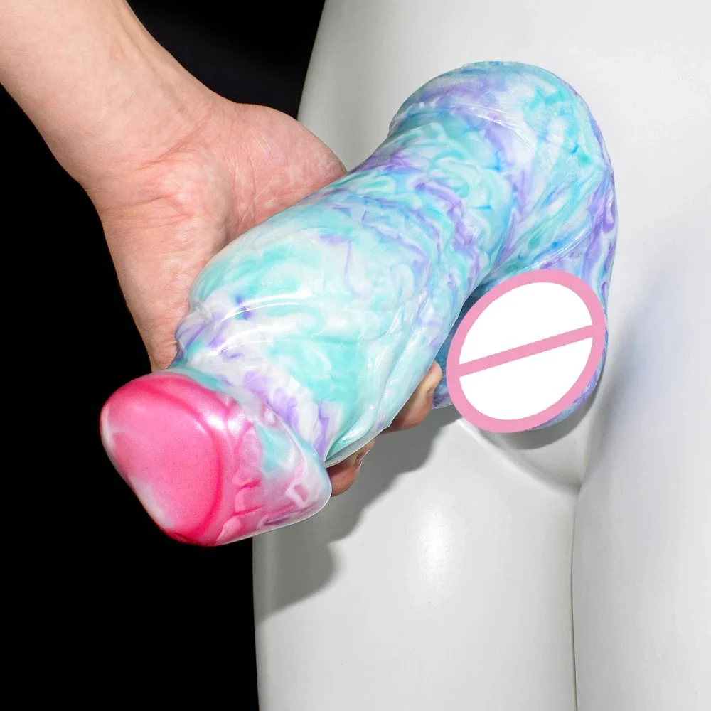 Adult Women Sex Toy Thick Silicone Anal Plug Realistic Testicles Dildo With Suction Cup