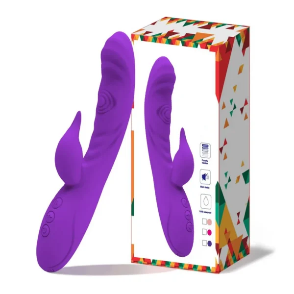 Female 3 in 1 Rabbit Silicone Vibrator Double Tap G-pot Vibrator Woman Masturbation Sex Toys Adult
