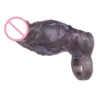 Thickened Black Hollow Dildo Remote Control Vibrator Realistic Penis Sleeve Silicone Cock Enlarger Extender Reusable Sheath
