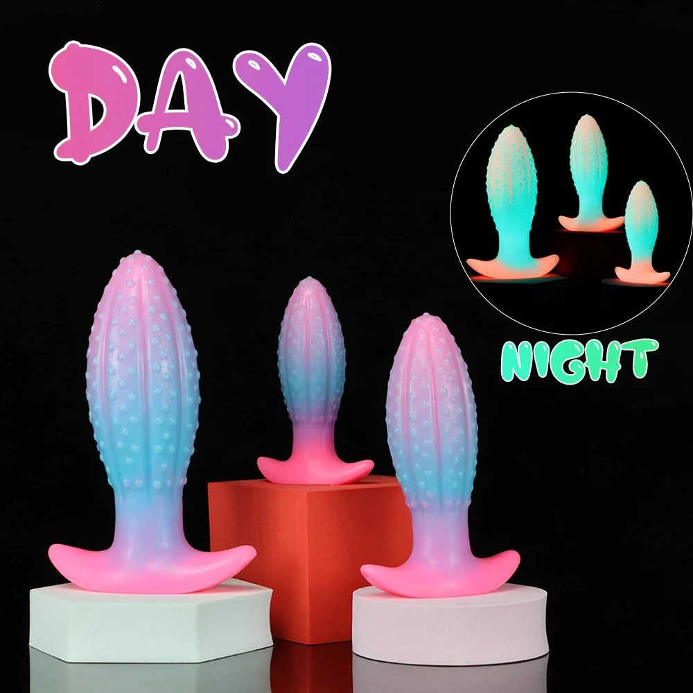 New Arrival Pineapple Anal Plug Luminous Silicone Masturbation Toy for Female & Male Bump Dotted Design