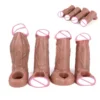Ultra Hollow Dildo Silicone Male Extender Sleeve With Anti-drop Cock Enlarger Ring for Men Delay Ejaculation