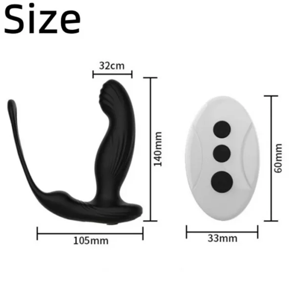 Remote Control 10 Frequency Male Prostate Massager Vibrator Anal Sex Toys with Double Cock Ring Delay Time