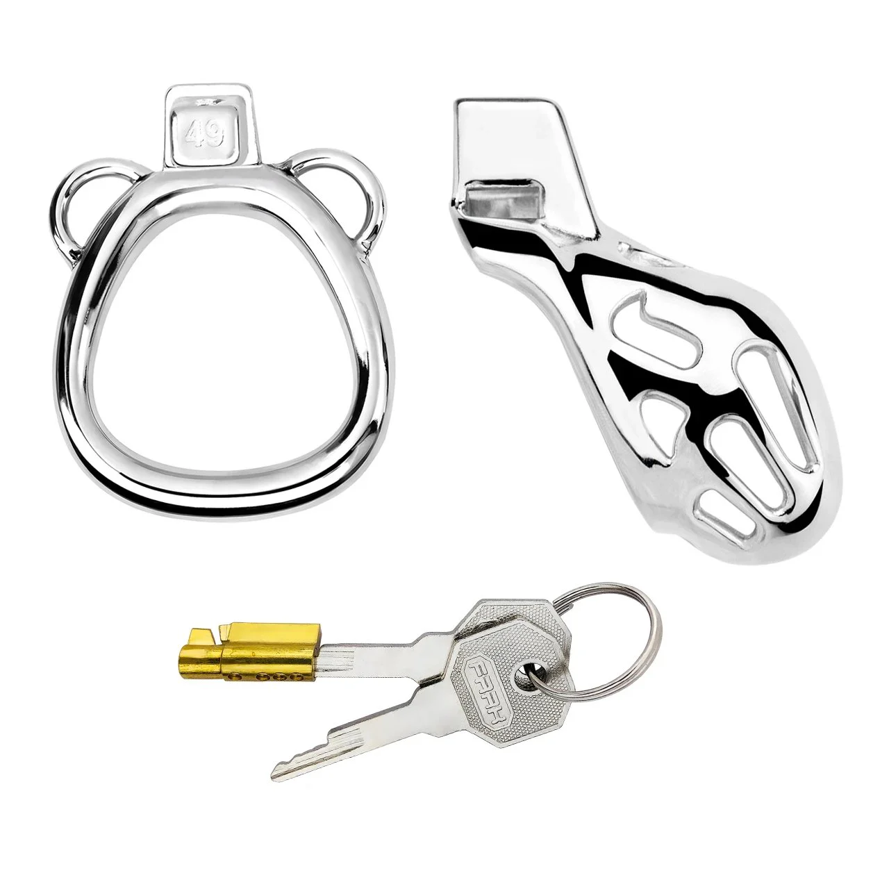 304 Stainless Steel Locking Chastity Cage Male Cock Cage Chastity Device with 4 Active Rings for Men Penis Exercise