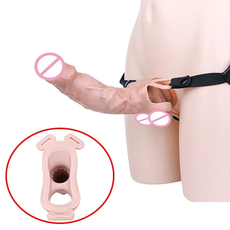 Wearable Dildo Sleeve with Bondage Rope Silicone Male Penis Extender Simulation Dildo Sleeve Effective Enlargement