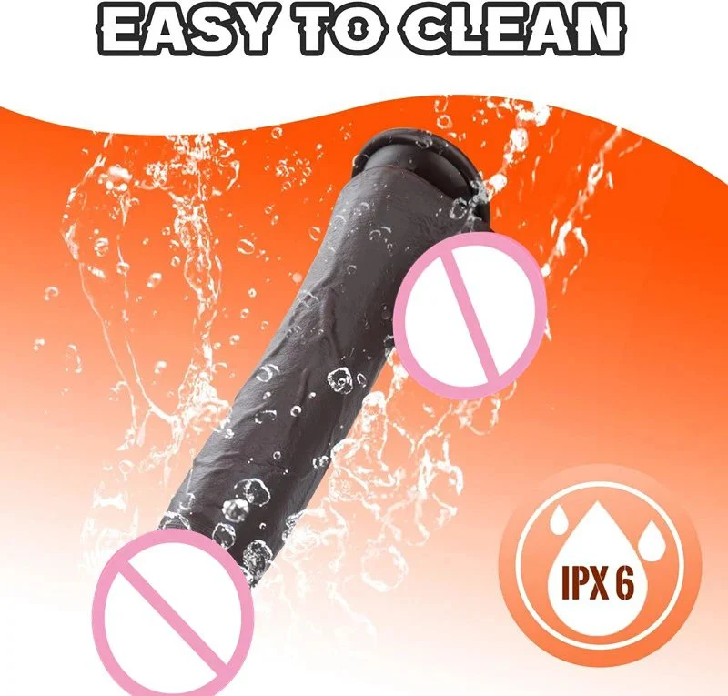 22CM Dark Brown Thick Big Suction Cup Realistic Vibrating Dildo Thrusting Dildo Vibrator Sex Toys