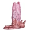 Reusable Silicone Fiery Dragon Sleeve Enlargement Dildo Strong Stimulation Clitoris Sleeve Condom for Man