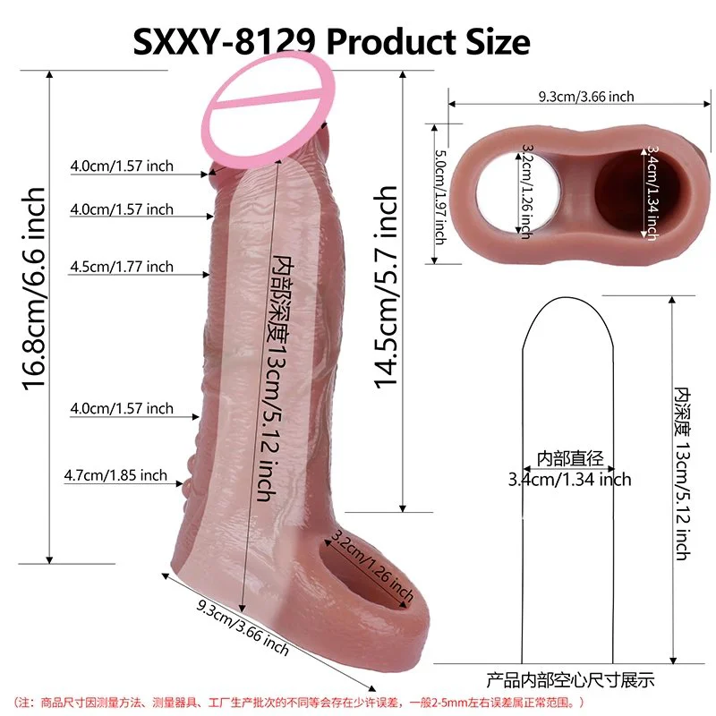 Ultra Realistic Penis Sleeve With Beads Back Silicone Dick Extender Soft Reusable Condom for Men Delay Ejaculation