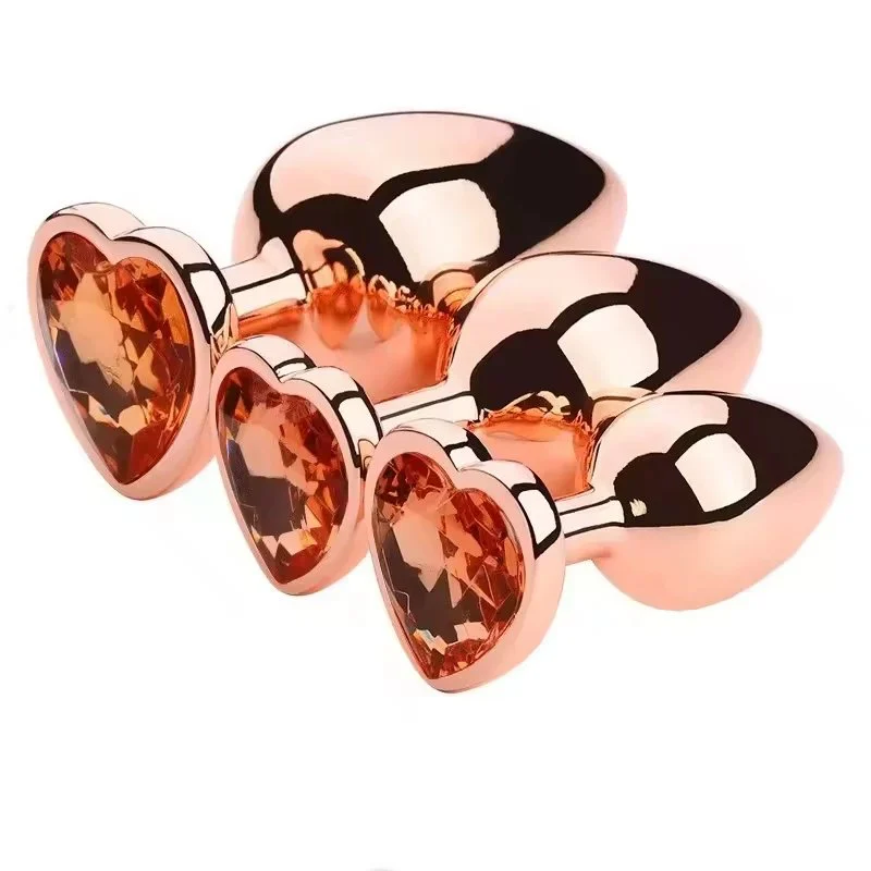 Rose Gold Anale Round Shape Crystal Metal Anal Beads Sex Toys Anal Butt Plug for Man and Woman Adult