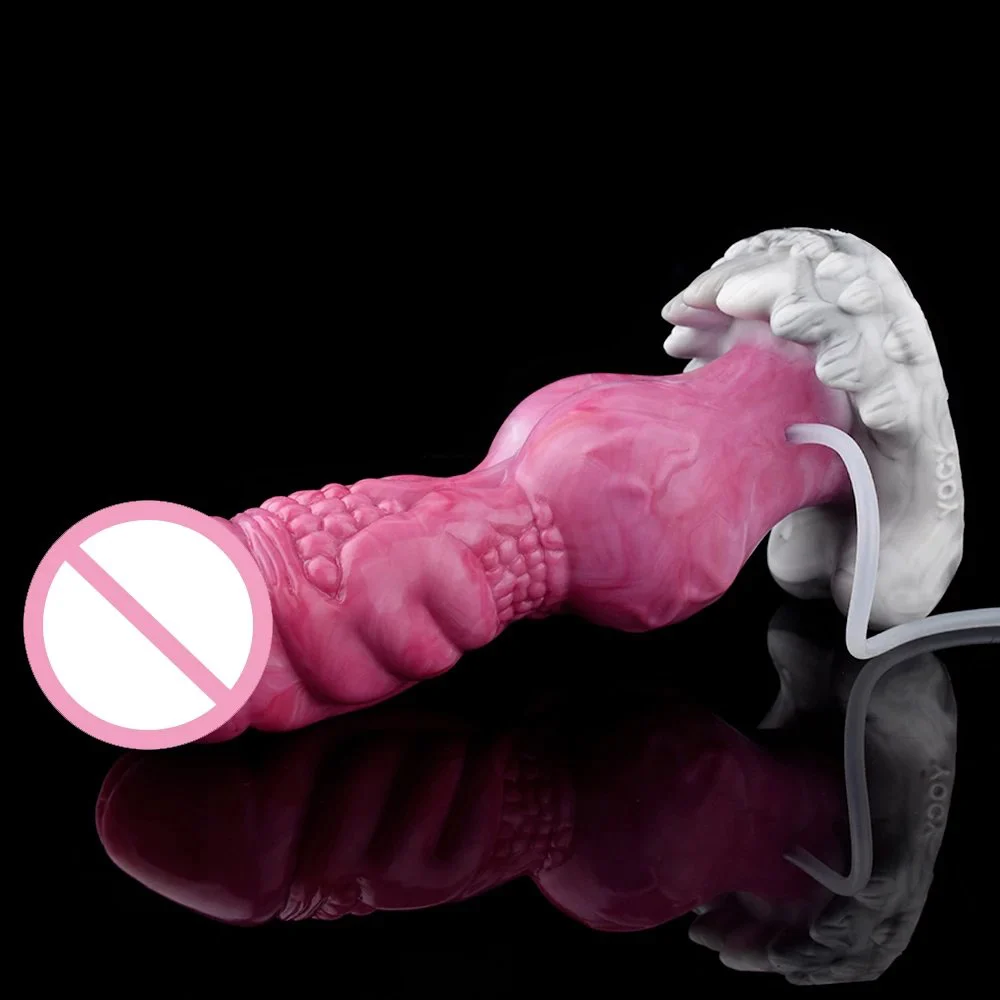 22.8cm Length Huge Animal Squirting Dildo Realistic Ejaculating Penis Liquid Silicone Sex Toy for Women