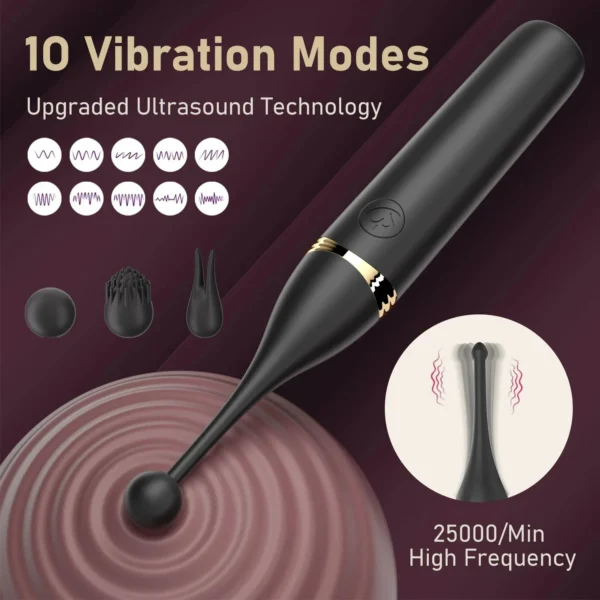 Silicone Mini Vibrators for Women Clitoral G-Spot Stimulation 10-Speed Vibration Modes Waterproof USB Rechargeable Adult Sex