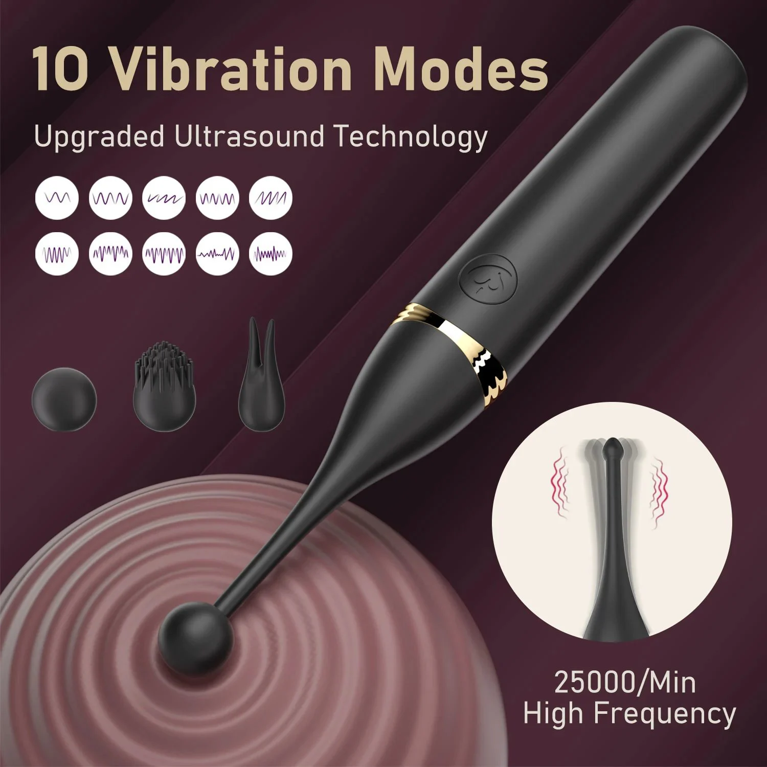 Silicone Mini Vibrators for Women Clitoral G-Spot Stimulation 10-Speed Vibration Modes Waterproof USB Rechargeable Adult Sex